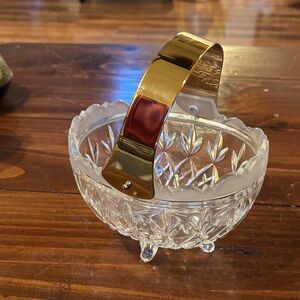 Crystal Bowl with Gold Handle